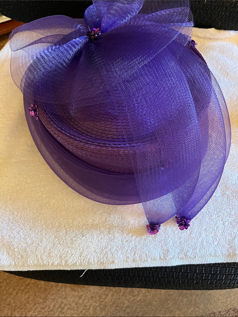 Elegant Purple Ladies Fascinator Hat 7”X 8”
